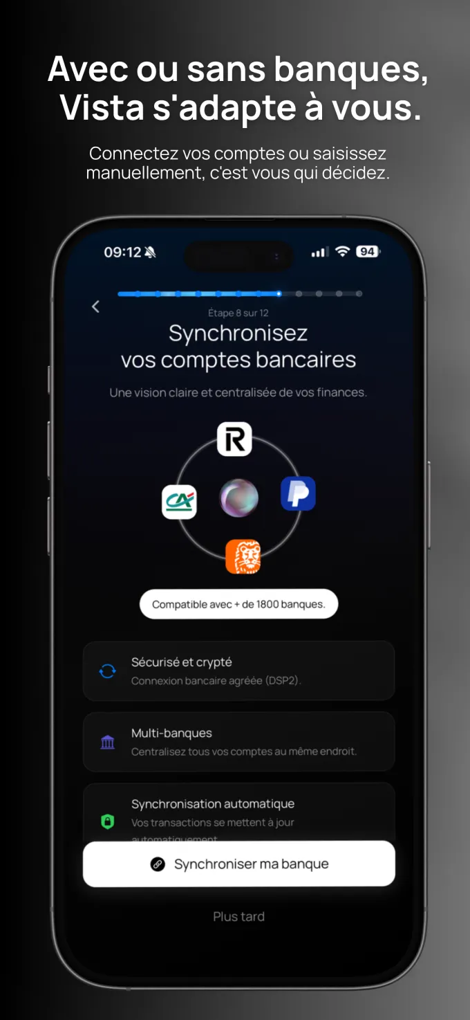Sync bancaire — Compatible 1800+ banques